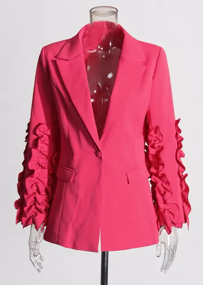 Nancy Ruffled Sleeve Pants Suit