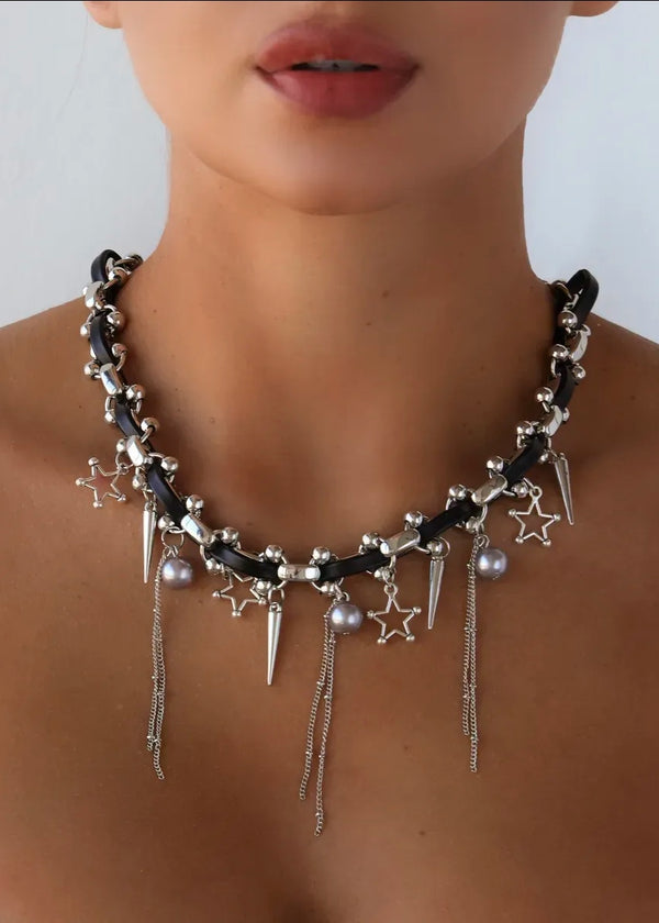 Leather Strap Tassel Necklace