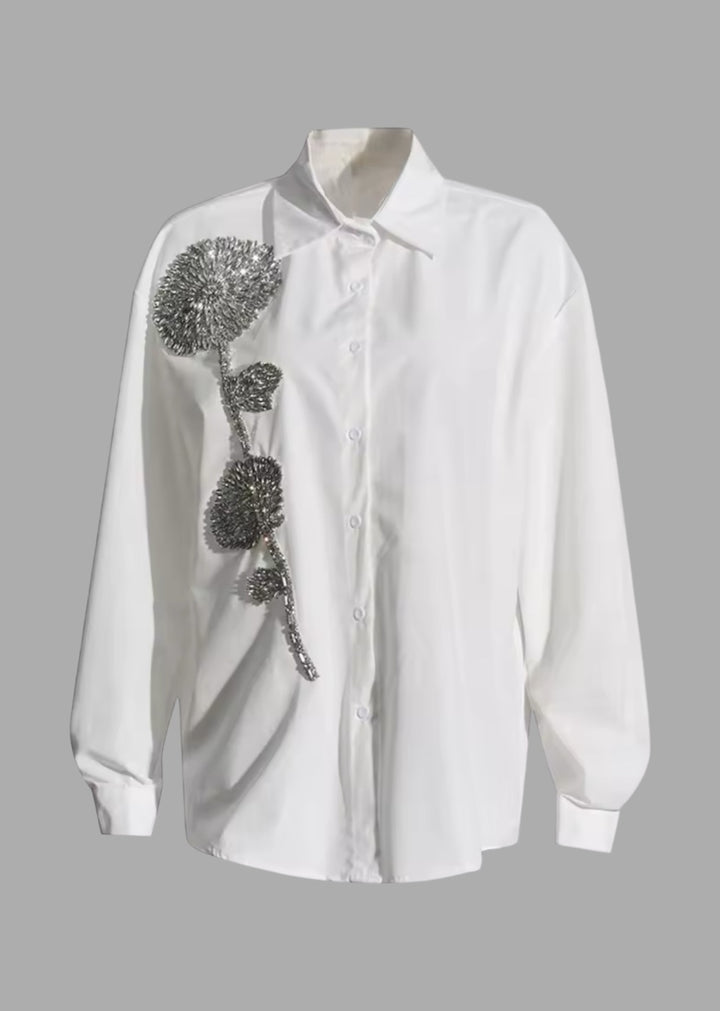 Bernadette Rhinestone Floral Detail Shirt