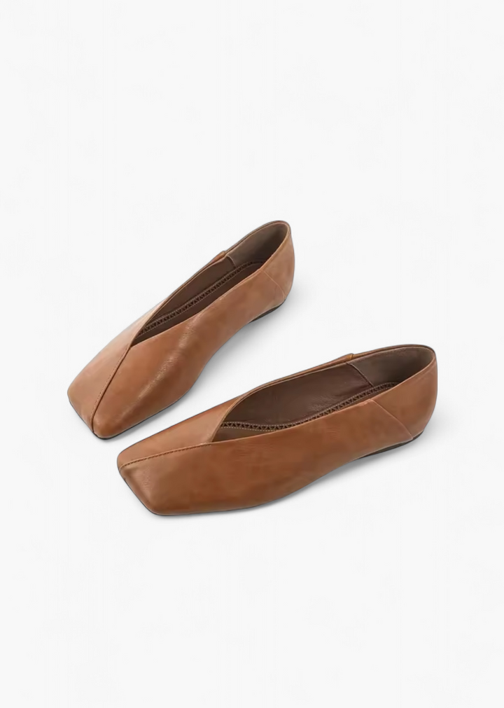 Square Toe Ballet Flats with V-Cut