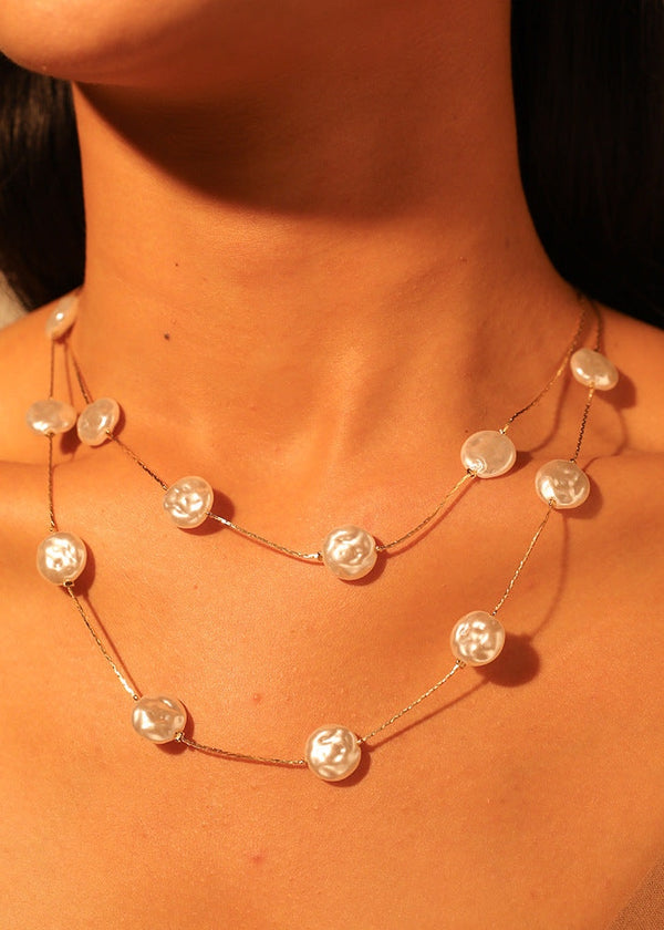 Double Layered Faux Pearl Necklace