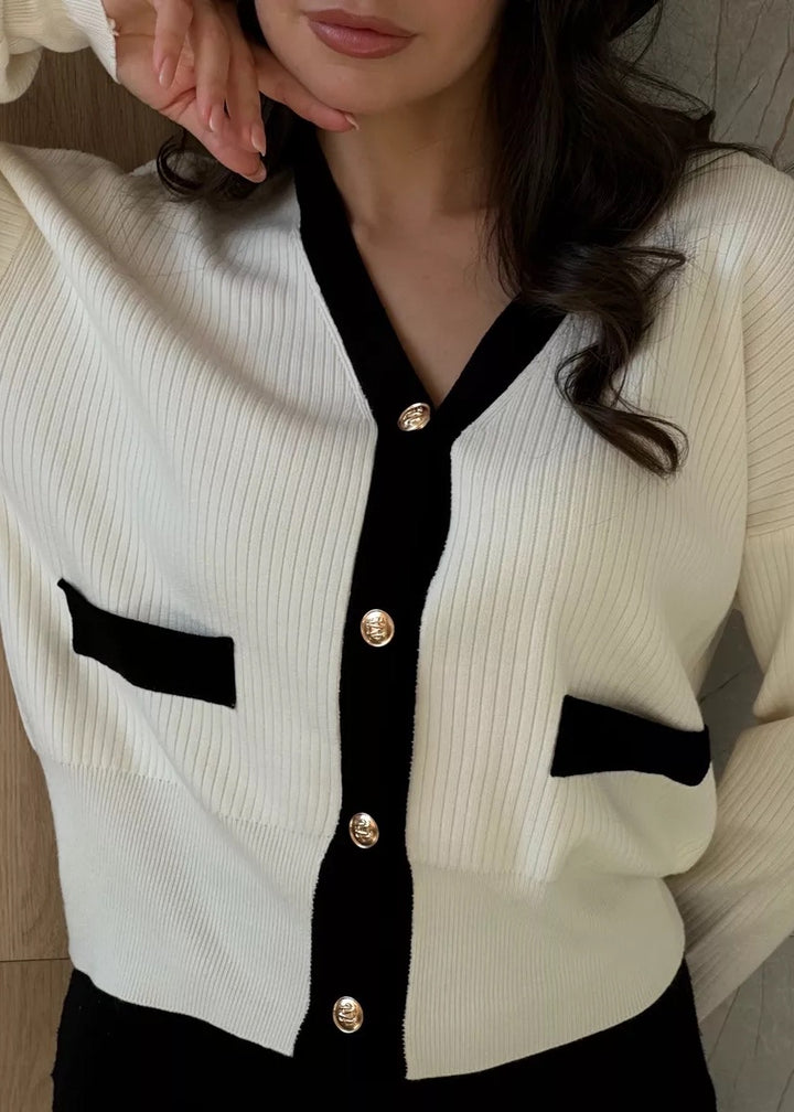 Long-Sleeved Colorblock Cardigan