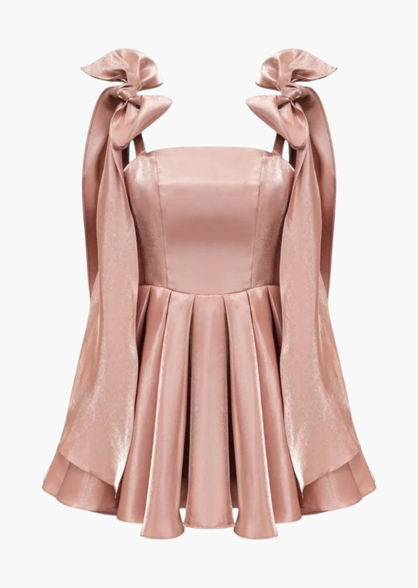 Monique Tied Shoulder Satin Mini Dress