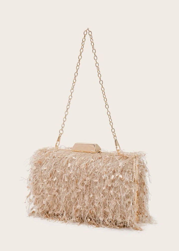 Mini Furry Tassel Clutch Box Bag