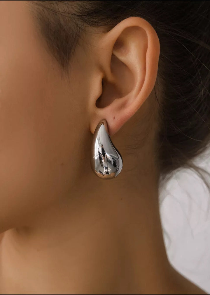 Water Drop Shape Metal Stud Earrings