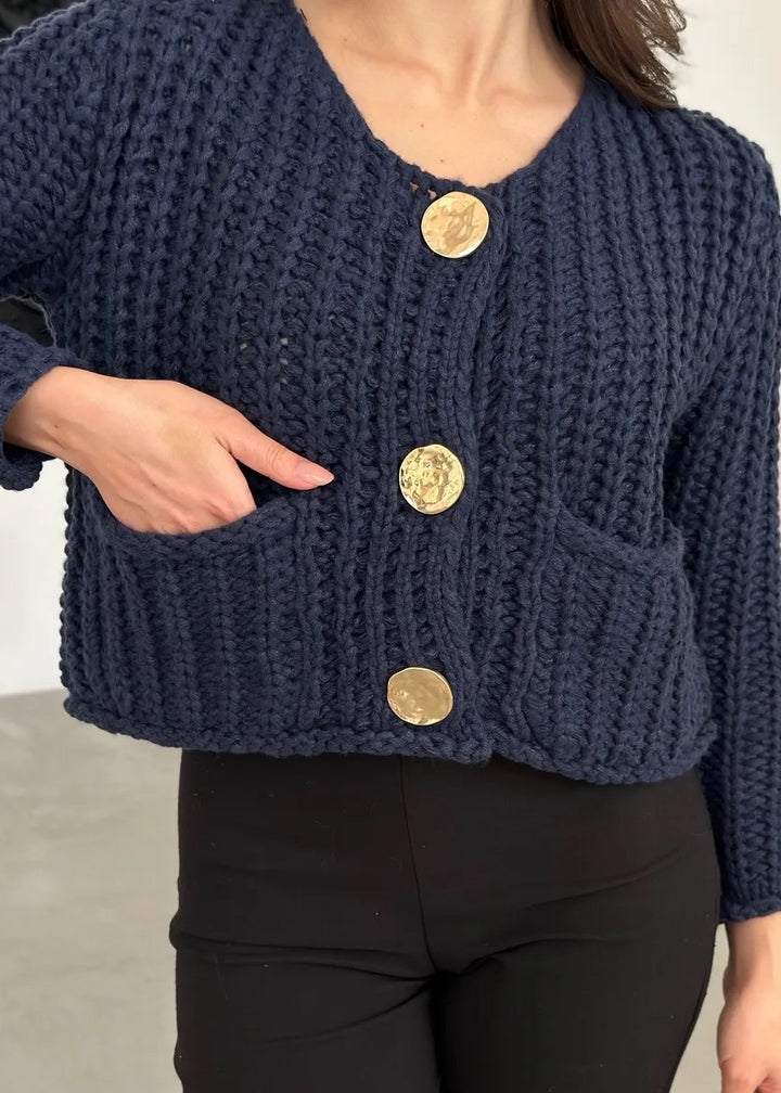 Golden Buttons Knitted Cardigan