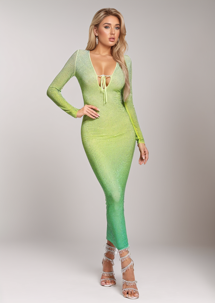 Carmela Gradient Tied Front Bodycon Dress