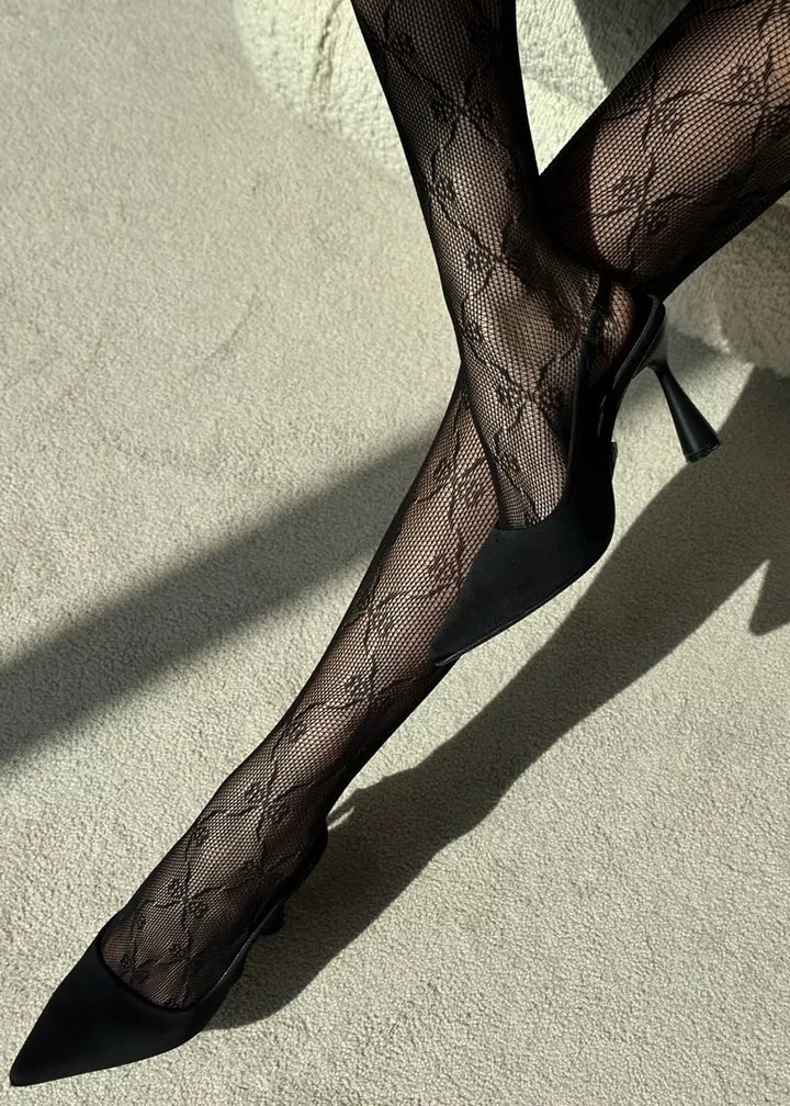 Bow Pattern Lace Tights