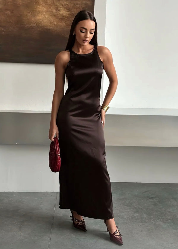 Satin Sleeveless Tank Maxi Dress