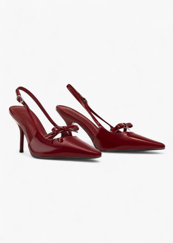 Pointed Toe Bow-Decor Slingback Pumps