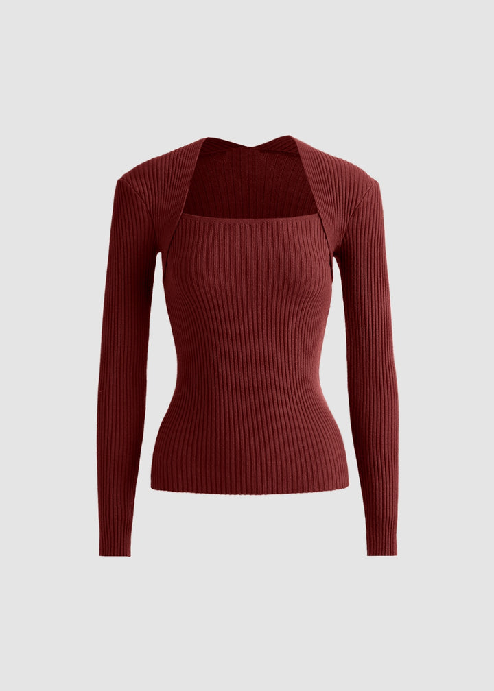 Knitted Ribbed Pullover Sweater