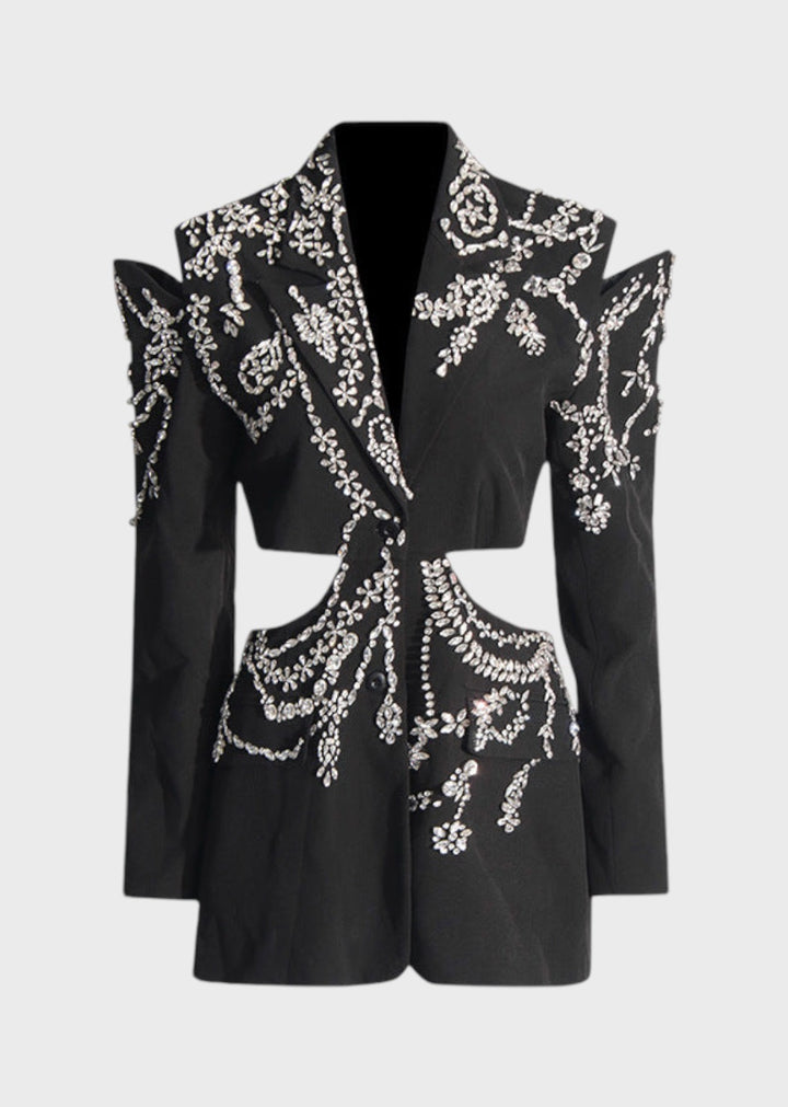 Allison Rhinestone Embroidery Hollow-Out Blazer