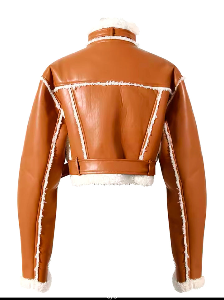 Paristera Eco-Leather Cropped Jacket