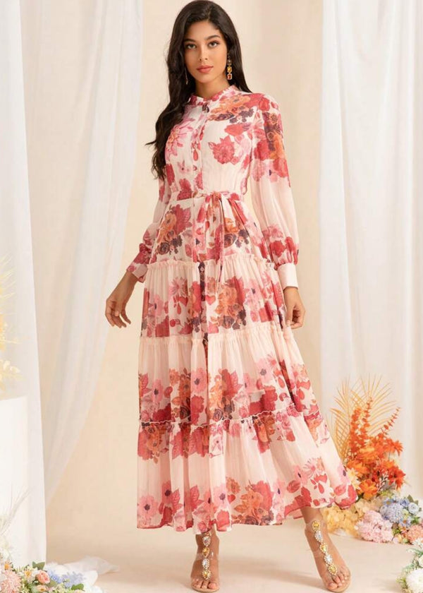 Georgina Floral Print Belted Maxi Dress