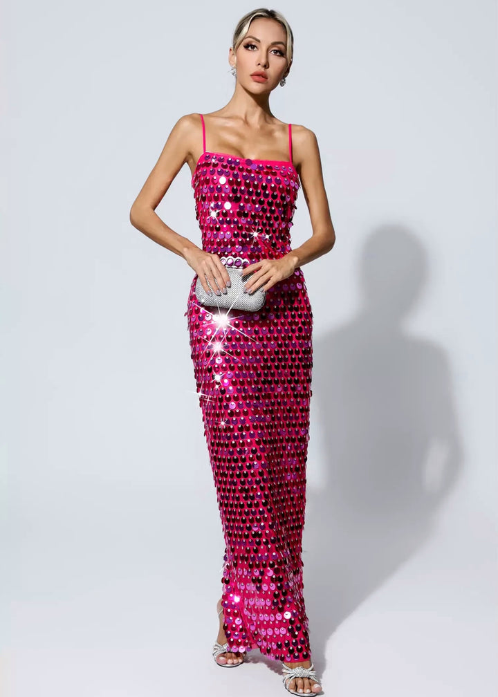 Strappy Sequined Tube Maxi Dress