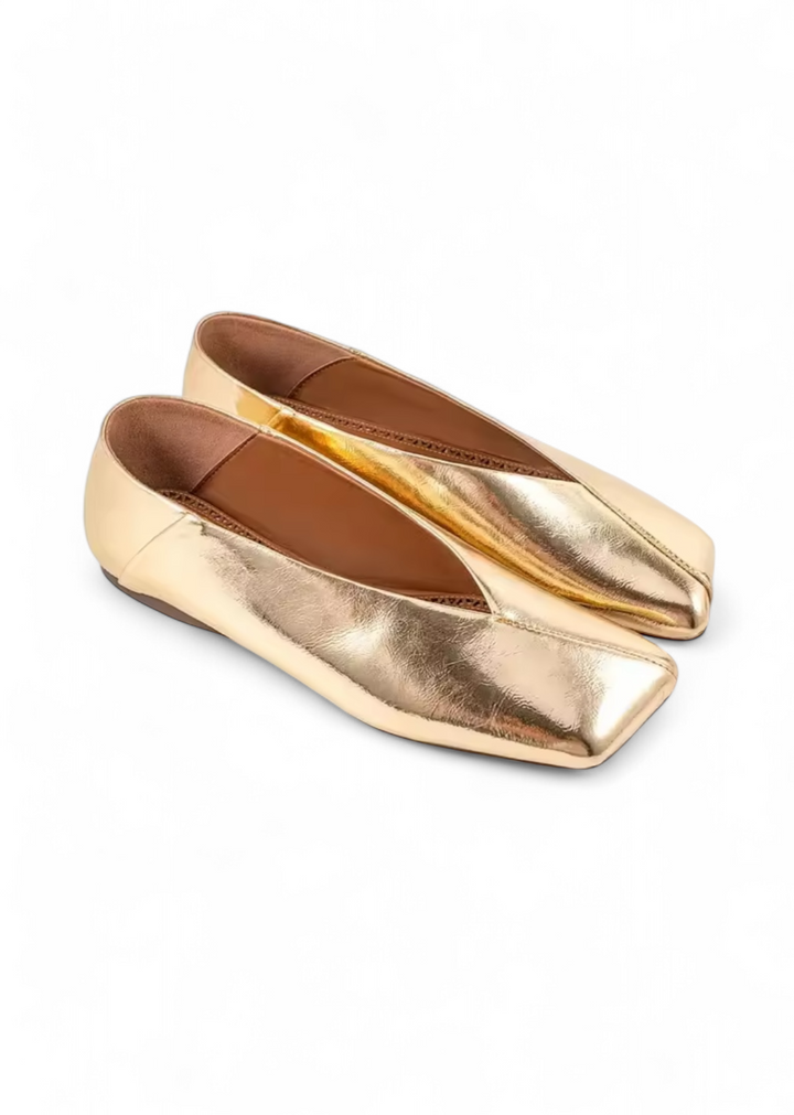 Square Toe V-Cut Slip-On Flats