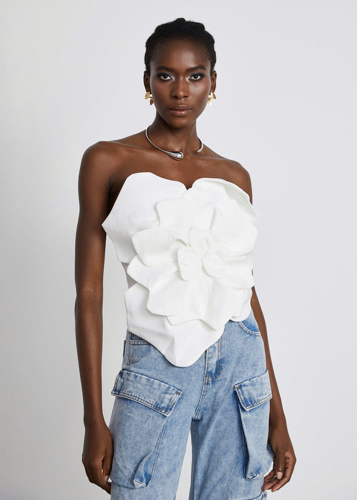 Strapless Sculptural Petal Corset Style Top