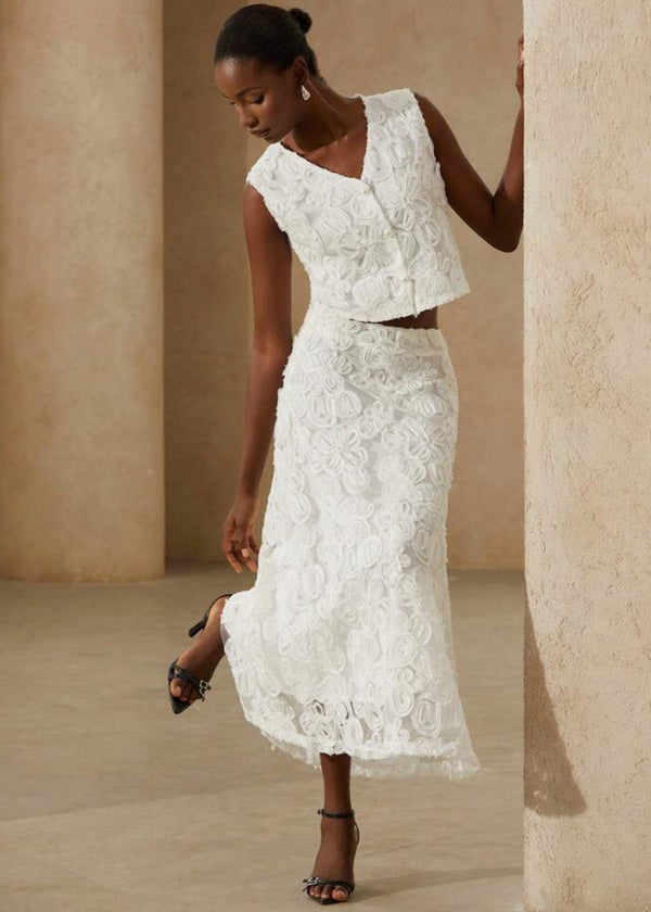 Floral Bloom Vest and Skirt Set