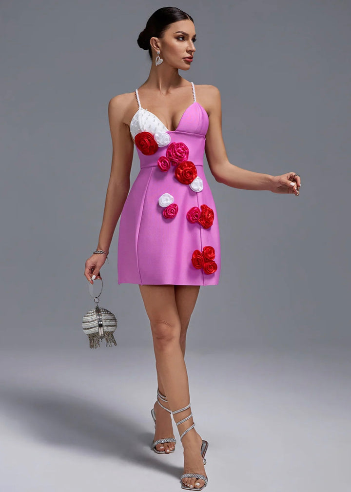 3D Flower Decor & Pearl Detail A-Line Cami Dress