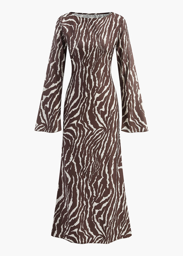 Stripe Printed Bell Sleeve Dress