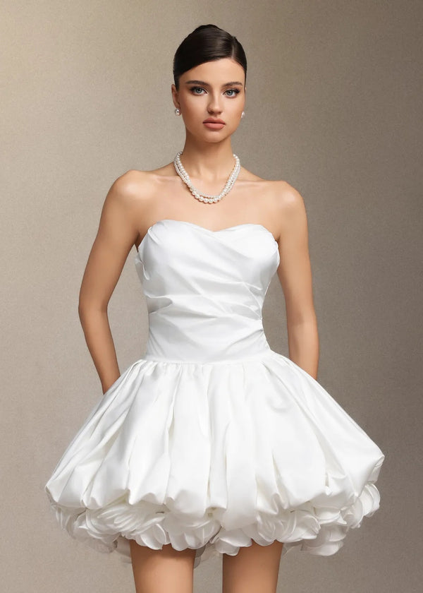 Bubble Hem Strapless Mini Dress