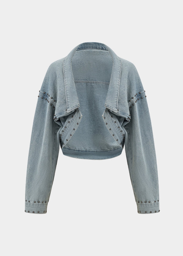 Studded Crop Denim Jacket