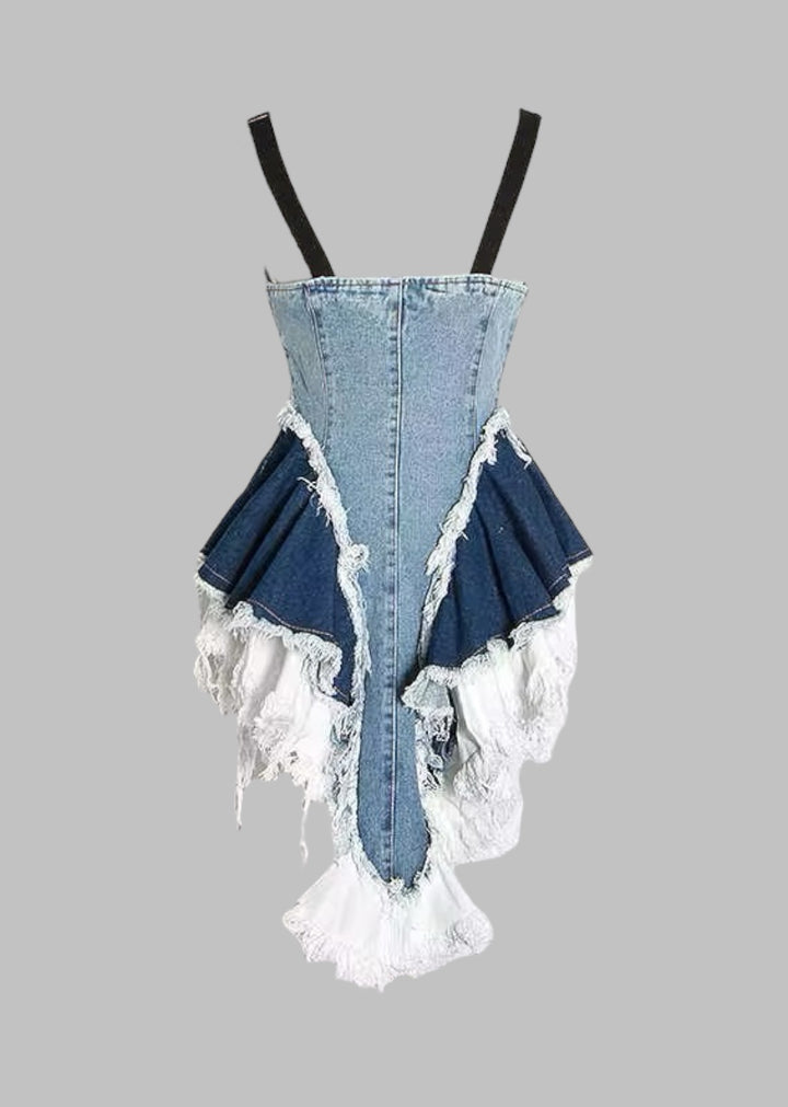 Lolita Raw-Edged Denim Mini Dress