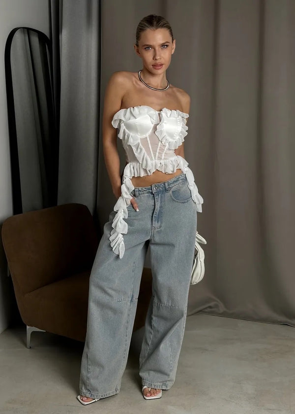 Ruffle Corset Tube Top