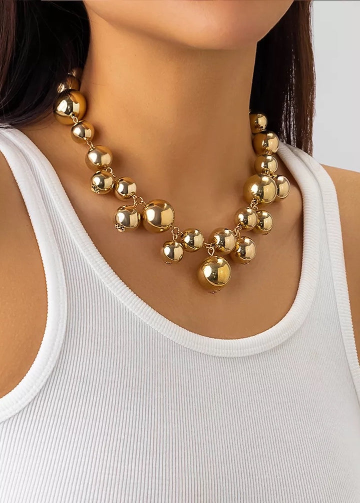 Asymmetrical Large Beads Necklace