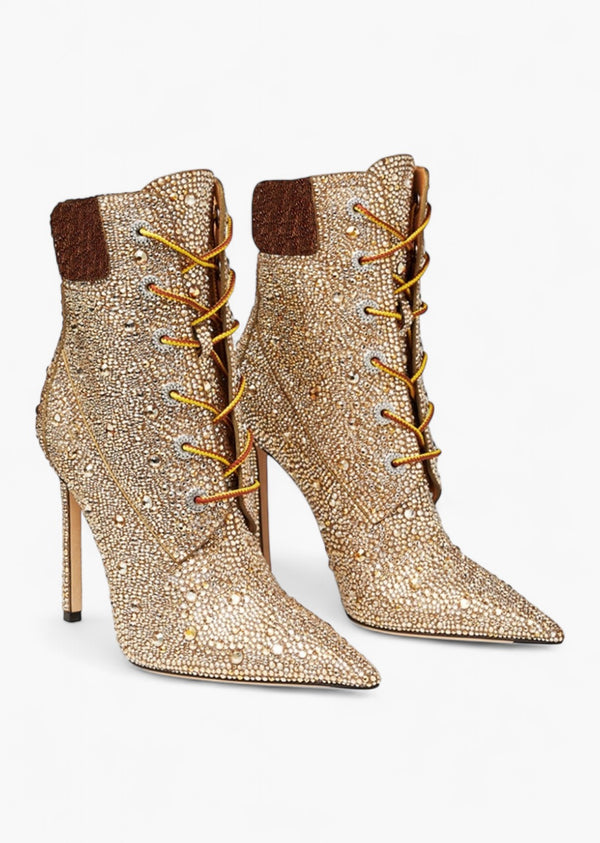 Rhinestone Pointed Stiletto Boots