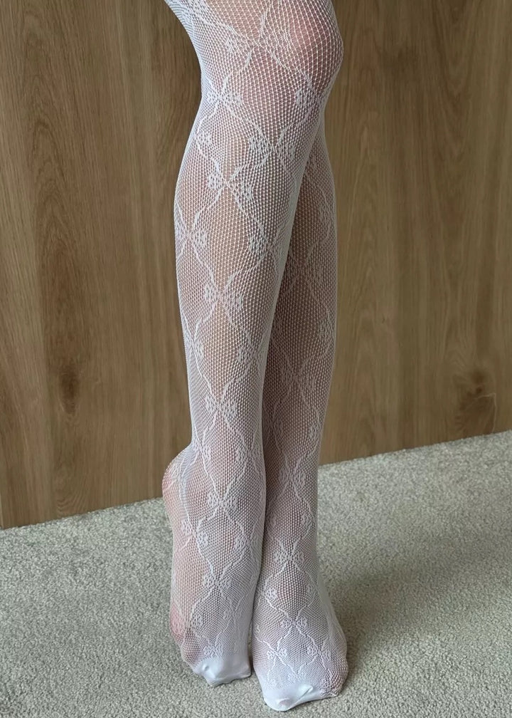 Bow Pattern Lace Tights