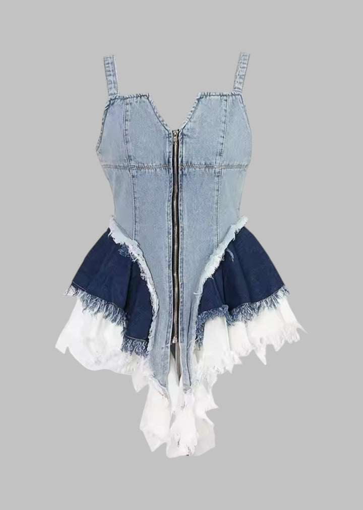 Lolita Raw-Edged Denim Mini Dress