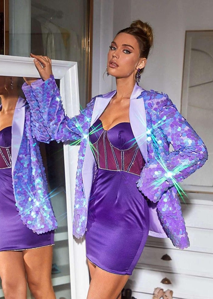 Single-Breasted Sequined Blazer