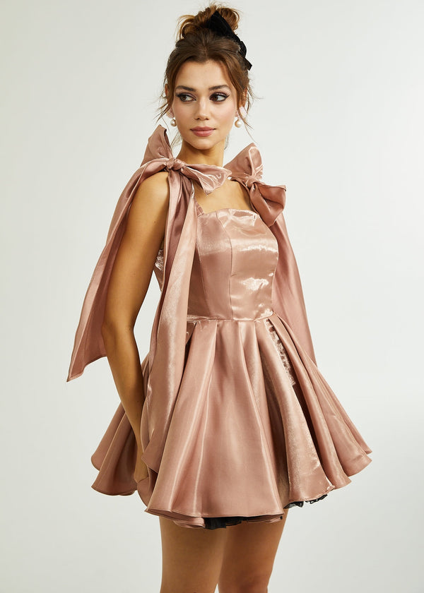 Puff Shoulder Strap Mini Skater Dress