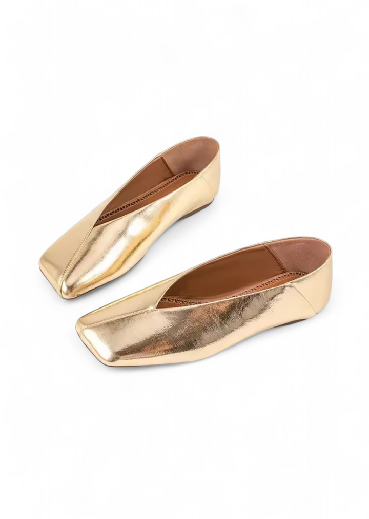 Square Toe V-Cut Slip-On Flats