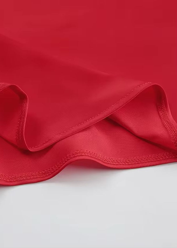 Carole Red Satin Maxi Skirt