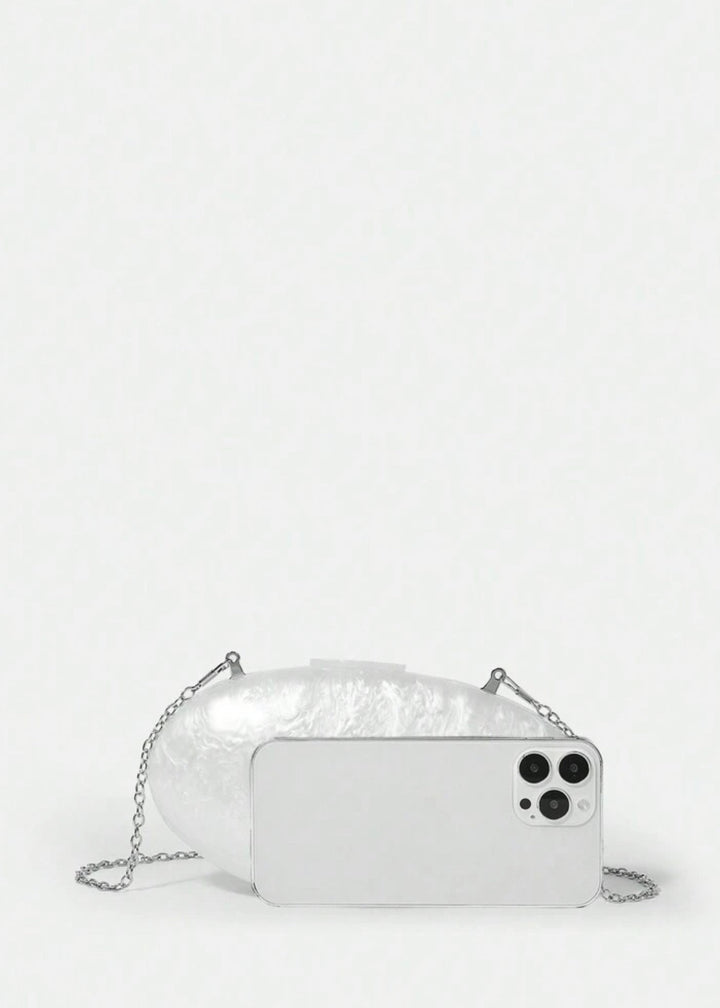 Irregular Shape Pearl Pattern Acrylic Clutch Bag