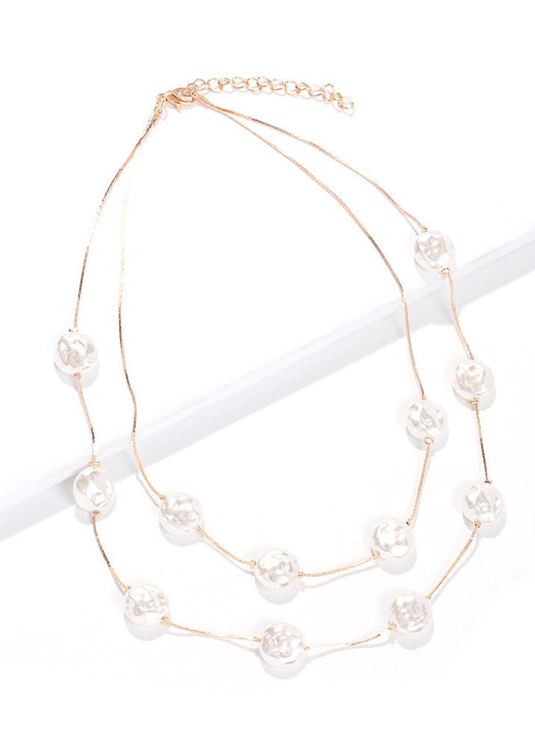 Double Layered Faux Pearl Necklace