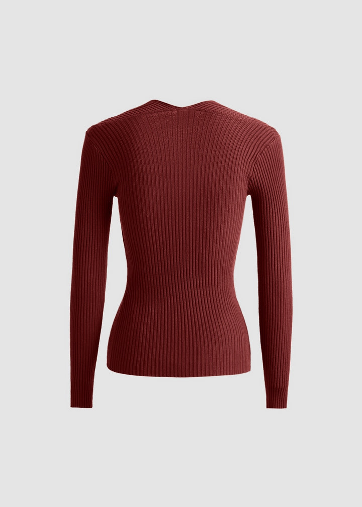 Knitted Ribbed Pullover Sweater