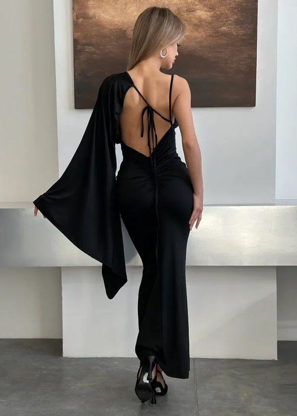 One Shoulder Backless Maxi Dress