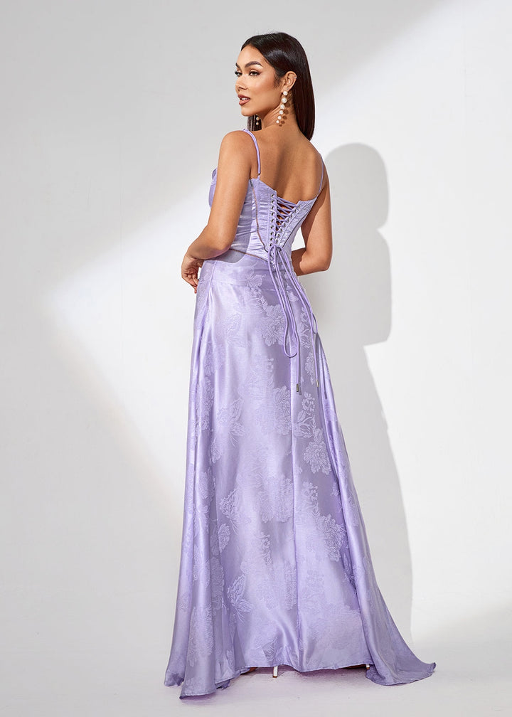 Jacquard Weave Sweetheart Corset Back Dress