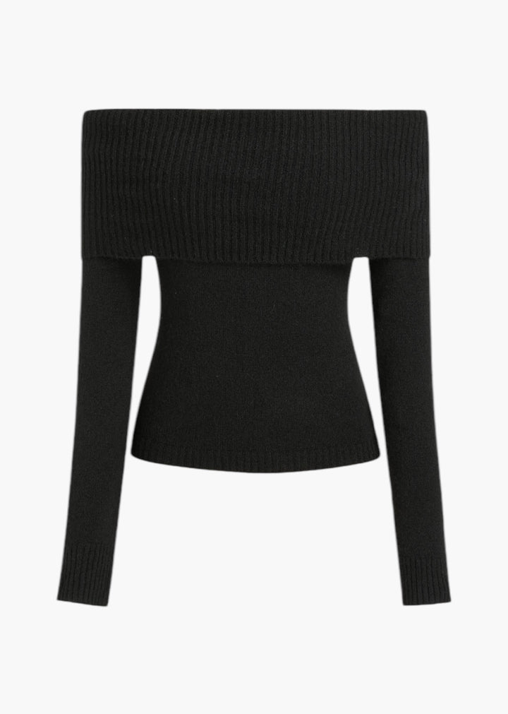 Off-Shoulder Knitted Long Sleeve Top