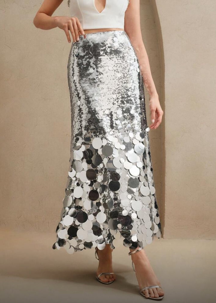 Sequin Embellishment A-Line Maxi Skirt