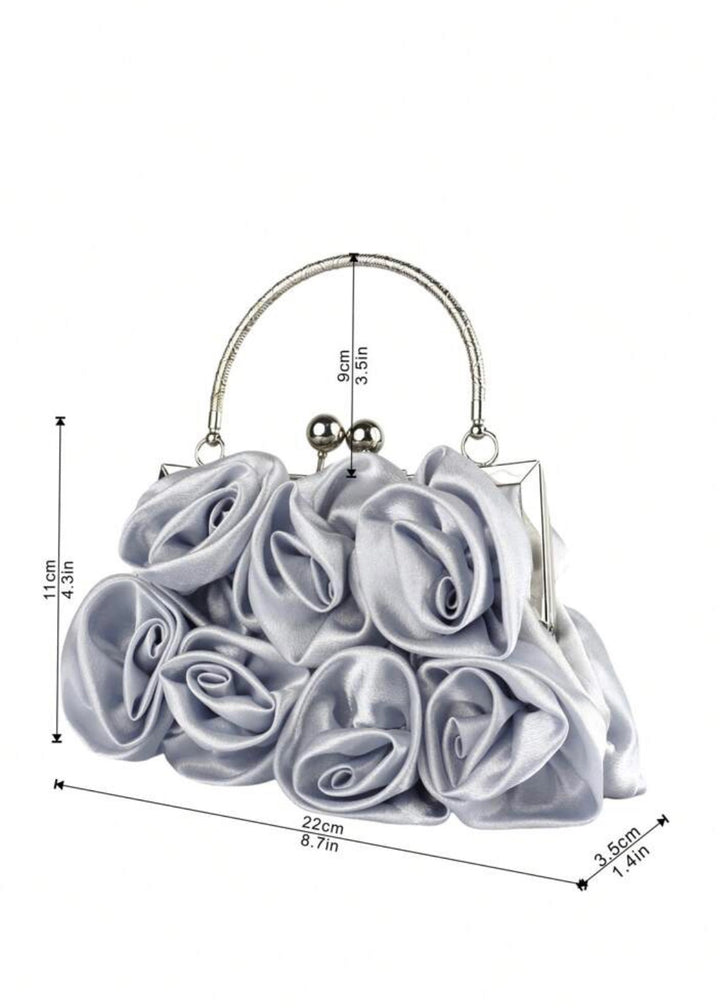 3D Flowers Clip Top Evening Bag