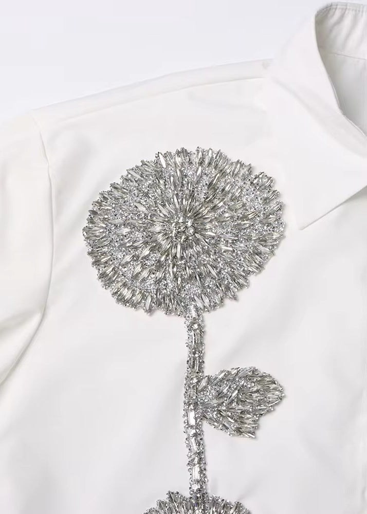 Bernadette Rhinestone Floral Detail Shirt