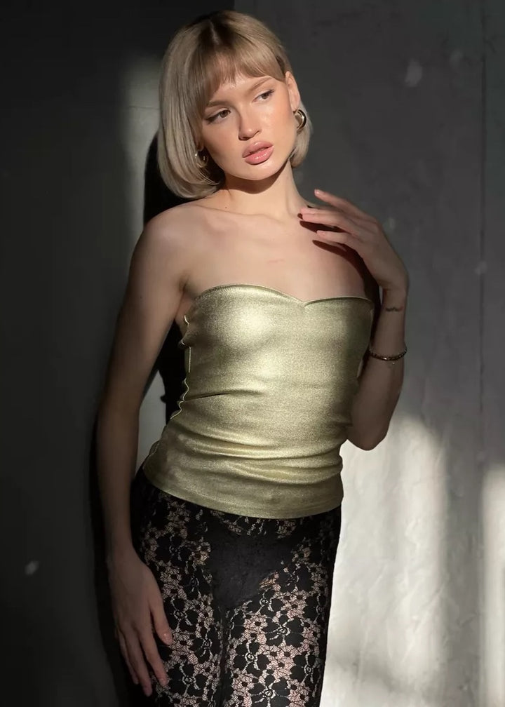 Metallic Strapless Tube Top