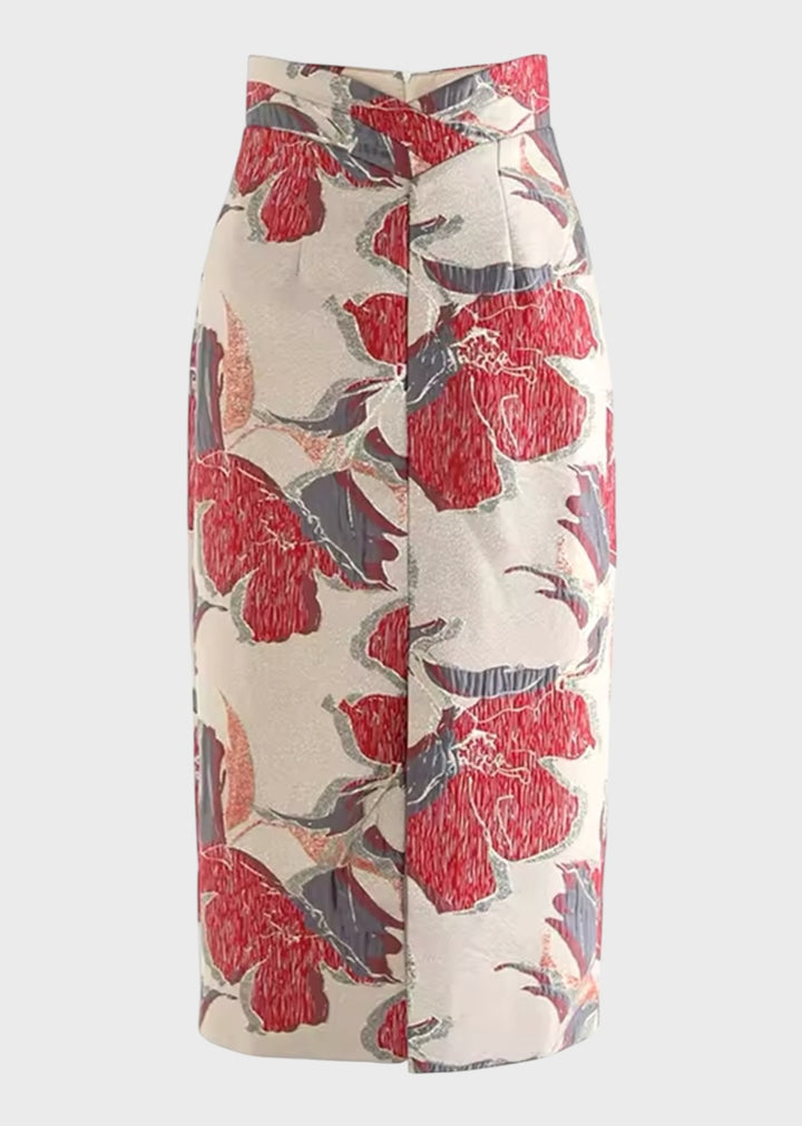 Adia Printed Midi Sheath Skirt