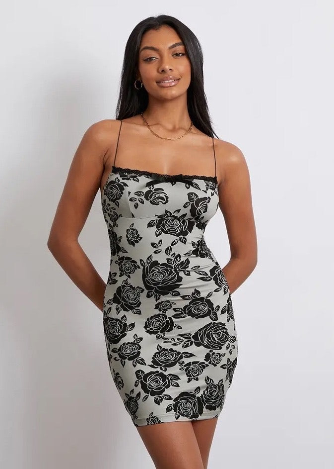 Floral Print Spaghetti Strap Dress