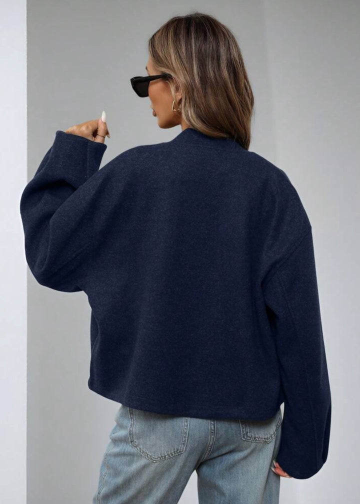 Felted Zip Front Cropped Bomber Jacket