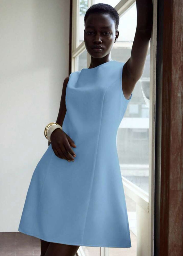 Sleeveless Round Neckline A-Line Mini Dress